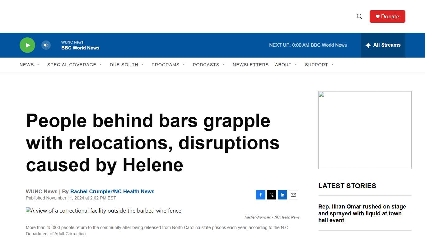People behind bars grapple with relocations, disruptions caused by Helene WUNC News